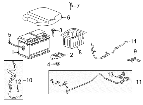 2010 Buick Enclave Battery Positive Cable Cover Diagram for 2966377