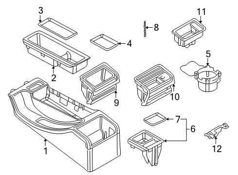 2005 BMW 330xi Console Rear Tray Diagram for 51168242846