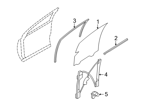 2010 Lincoln MKX Front Door Door Glass Diagram for AA1Z-7821410-A