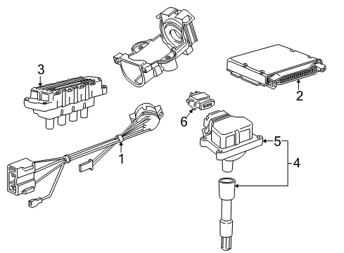 1996 BMW Z3 Ignition System Engine Control Module Diagram for 12141438878