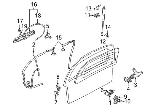 1999 Chevrolet Venture Front Door Handle, Lift Gate Outside Diagram for 10409804