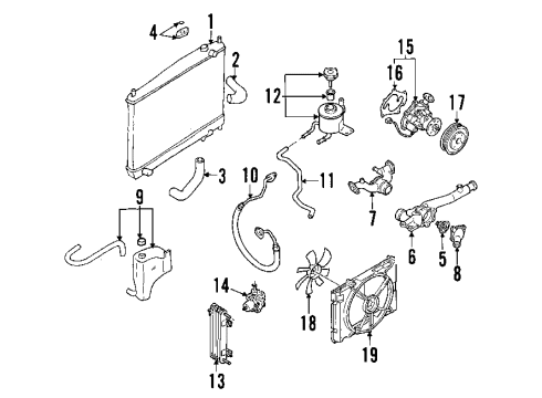 2003 Infiniti M45 Cooling System, Radiator, Water Pump, Cooling Fan, Hydraulic System Pulley-Fan & Water Pump Diagram for 21051-AR000