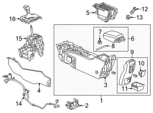2016 Buick Cascada Gear Shift Control - AT Console Assembly Diagram for 39058842