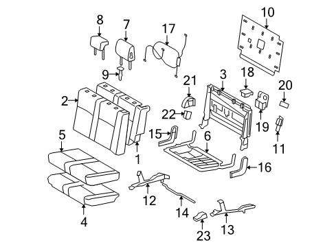 2013 Toyota Sequoia Third Row Seats Support Rod Diagram for 72606-0C010