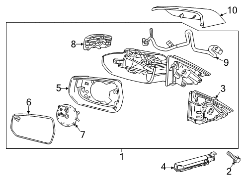 2021 Chevrolet Malibu Mirrors Mirror Assembly Diagram for 84705490