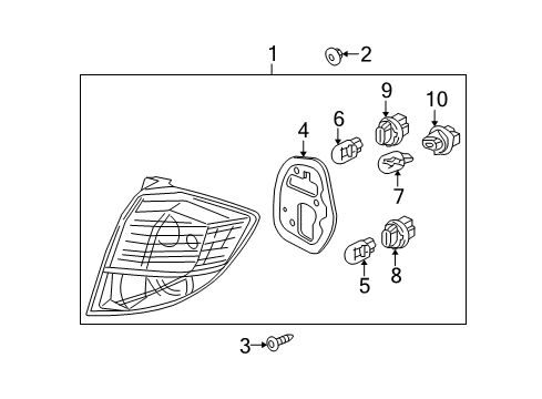 2013 Honda Fit Bulbs Taillight Assy., L. Diagram for 33550-TK6-A01