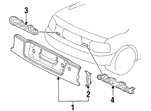 1993 Honda Civic del Sol Exterior Trim - Rear Body Bracket, R. RR. Panel Skirt (Upper) Diagram for 66132-SR2-300ZZ