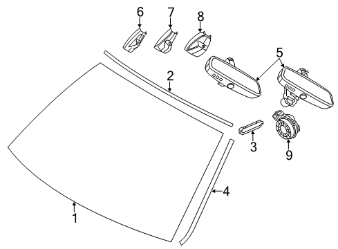 2015 BMW 550i GT xDrive Wiper & Washer Components Set Of Covers Mirror Baseplate Diagram for 51169275006