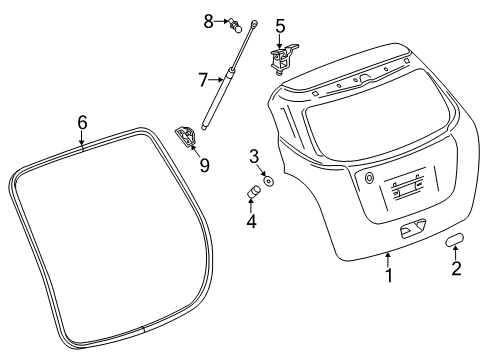 2013 Buick Encore Lift Gate Lift Cylinder Upper Bracket Diagram for 95493119