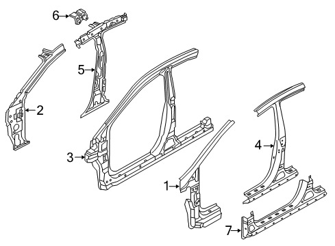 2014 Hyundai Elantra Center Pillar, Hinge Pillar, Rocker Pillar Assembly-Center Outer, LH Diagram for 71401-3YB00