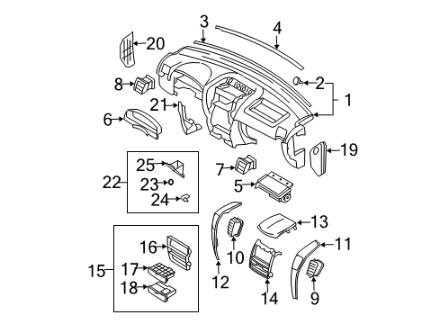 2007 Kia Sorento Instrument Panel Key Sub Set-Glove Box Diagram for 815213EB00