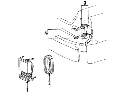 1992 Lincoln Town Car Bulbs Combo Lamp Assembly Diagram for F5VY-13404-A