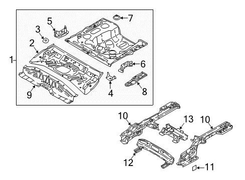 2022 Hyundai Accent Rear Floor & Rails Reinforcement-Rear Floor Wheel House, LH Diagram for 65594-F9000