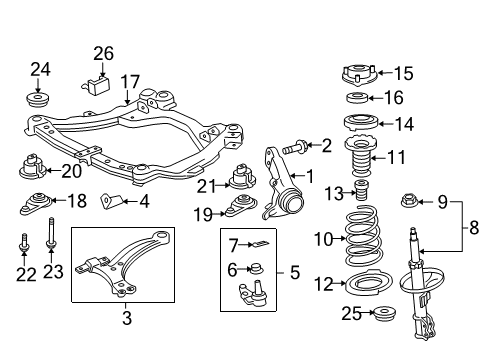 2009 Lexus ES350 Front Suspension Components, Lower Control Arm, Stabilizer Bar Ball Joint Diagram for 43330-39845