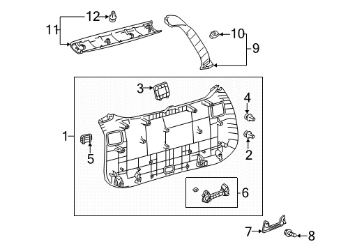 2021 Toyota RAV4 Prime Interior Trim - Lift Gate Grip Handle Diagram for 74653-0R020-C0
