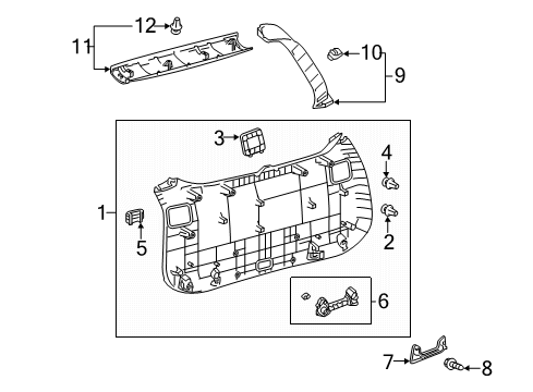 2021 Toyota RAV4 Prime Interior Trim - Lift Gate Upper Trim Panel Diagram for 67939-0R050-C0