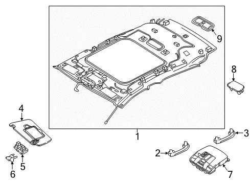 2018 Infiniti QX30 Interior Trim - Roof Plug-Sun Visor Diagram for 96408-5DA0A