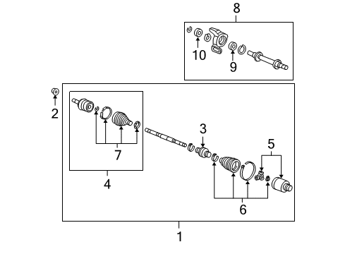 2011 Honda Civic Drive Axles - Front Joint Set, Outboard (Gkn) Diagram for 44014-SNE-A22