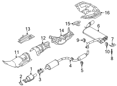 2012 Ford Focus Exhaust Components Muffler Diagram for BV6Z-5230-A