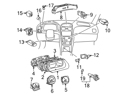 2002 Toyota Solara Instruments & Gauges Tachometer Assy, Engine Diagram for 83881-06660