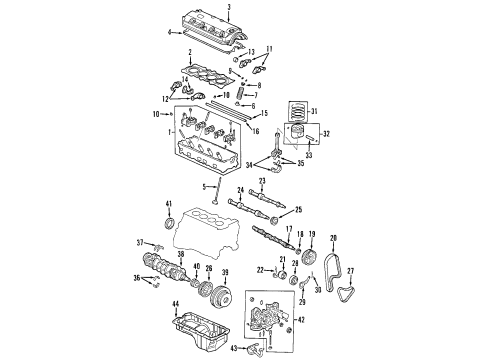 1999 Honda Accord Engine Parts, Mounts, Cylinder Head & Valves, Camshaft & Timing, Oil Pan, Oil Pump, Crankshaft & Bearings, Pistons, Rings & Bearings, Variable Valve Timing Cover, Cylinder Head Diagram for 12310-PAB-A00