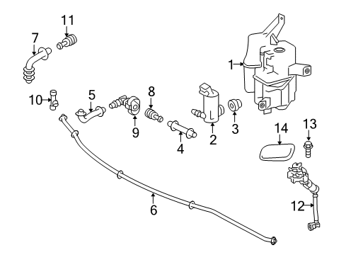 2012 Toyota Prius V Headlamp Washers/Wipers Hose Diagram for 90075-15076