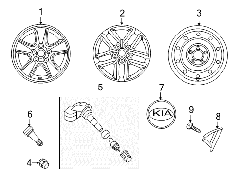2012 Kia Forte Koup Wheels, Covers & Trim Wheel Hub Cap Assembly Diagram for 529602K0C0