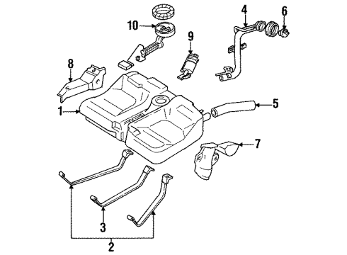 1995 Infiniti G20 Fuel System Components Evaporative Emission Canister Diagram for 14950-53J71