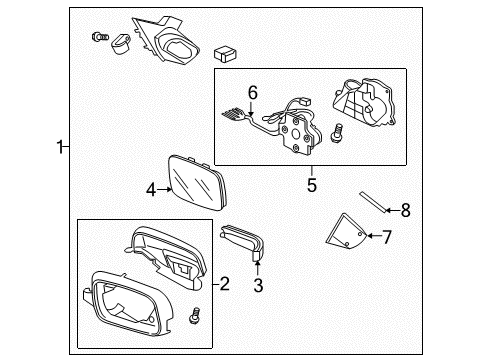 2013 Acura TL Mirrors Mirror Assembly, Driver Side Door (Graphite Luster Metallic) (R.C.) (Heated) Diagram for 76250-TK4-A01ZM