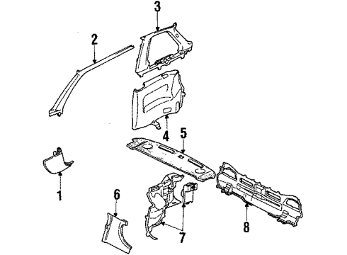 1990 Honda Prelude Interior Trim Garnish, L. FR. Pillar *NH84L* (HALF BLACK) Diagram for 84151-SF1-A01ZE