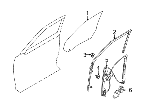 2016 Ford Flex Front Door Door Glass Diagram for 8A8Z-7421410-B