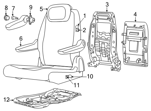 2012 Ram C/V Second Row Seats Seat Cushion Second Row Foam Diagram for 68101325AA