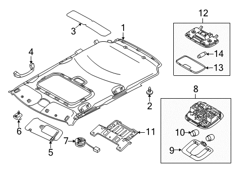 2010 Kia Soul Interior Trim - Roof Lamp Assembly-Map Diagram for 928502K100QW