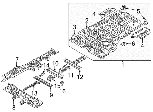 2014 Hyundai Santa Fe Rear Floor & Rails CROSSMEMBER Assembly-Rear Floor, No Diagram for 65810-2W000