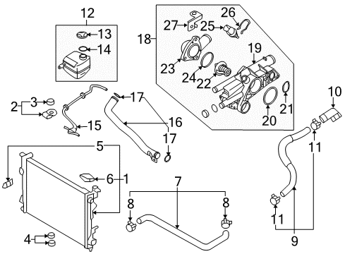 2015 Hyundai Tucson Radiator & Components Radiator Assembly Diagram for 25310-2S500