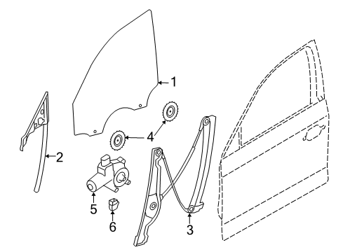 2017 BMW 440i Gran Coupe Rear Door Front Left Window Regulator Diagram for 51337365259
