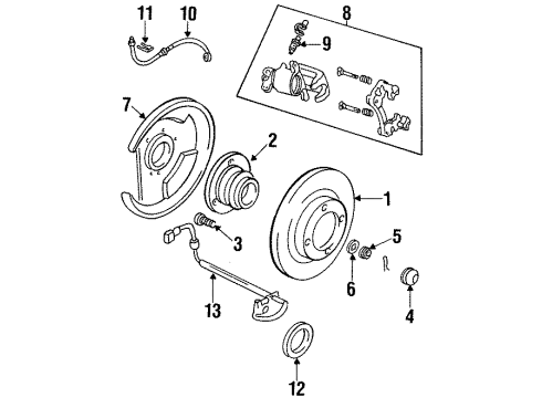 1996 Infiniti I30 Anti-Lock Brakes REMAN CALIPER Rear Left Diagram for 44011-31U13RE