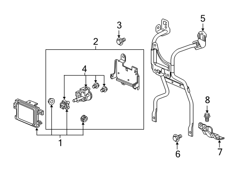 2019 Acura RLX Cruise Control System Bracket Assembly Diagram for 36801-TY2-A02