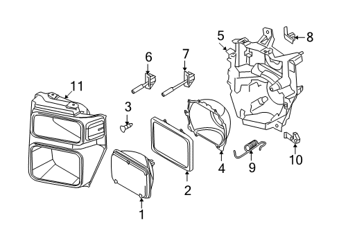 2010 Ford F-350 Super Duty Headlamps Lamp Mount Ring Diagram for E99Z-13118-A