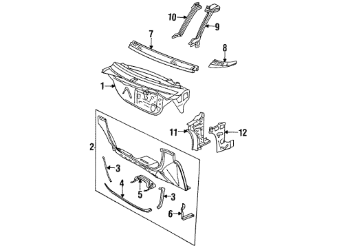 1991 Saturn SL Cowl Panels Dash Asm, Lower Diagram for 21126098