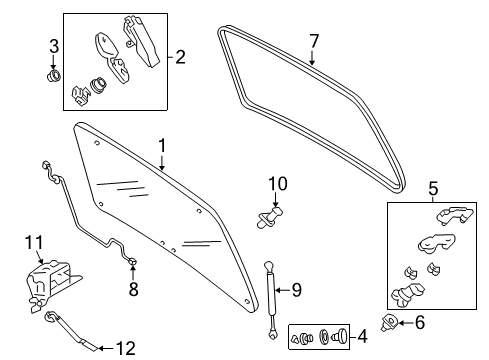 2007 Ford Escape Lift Gate Support Cylinder Diagram for 6L8Z-78406A10-A