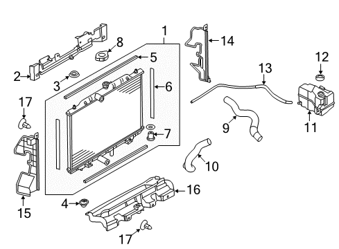 2019 Nissan Rogue Radiator & Components Bracket-Radiator Mounting, Upper Diagram for 21542-4BA0A