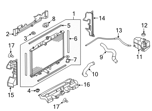 2019 Nissan Rogue Radiator & Components Mounting-Rubber, Radiator Lower Diagram for 21507-4BA0A