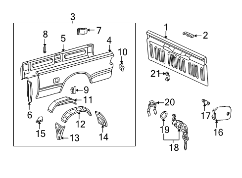 2002 Toyota Tundra Fuel Door Fuel Door Diagram for 77305-0C012