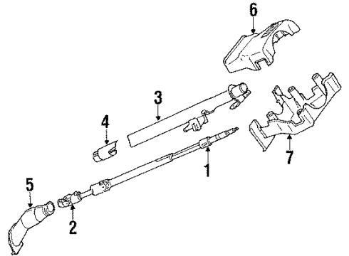 1988 Honda Accord Steering Column, Steering Wheel & Trim Column Assembly, Steering Diagram for 53200-SE0-A32