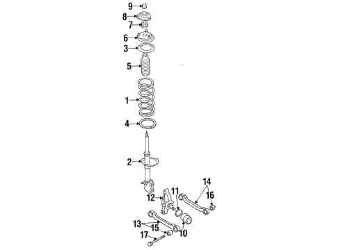 1987 Nissan Sentra Rear Suspension Components, Lower Control Arm, Stabilizer Bar Cover Shock ABSORBER Mount A Diagram for 55327-50A00