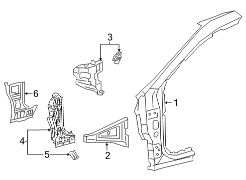 2020 Lexus ES350 Hinge Pillar Reinforcement Sub-As Diagram for 61109-06220