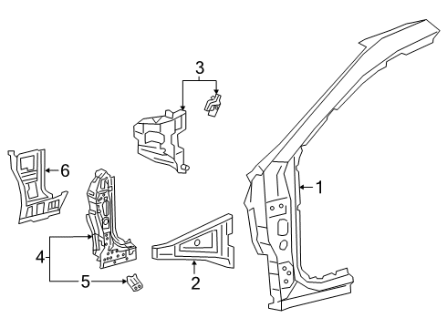 2020 Lexus ES350 Hinge Pillar Bracket, FR Side Pan Diagram for 53849-33040