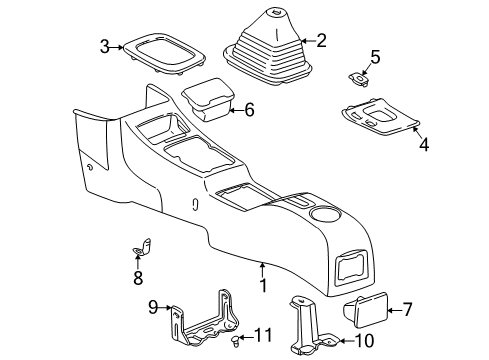 1998 Toyota RAV4 Console Support Bracket Clip Diagram for 90467-10130
