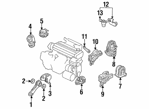 1990 Honda Accord Engine & Trans Mounting Bracket, RR. Engine Mounting (MT) Diagram for 50827-SM4-J00